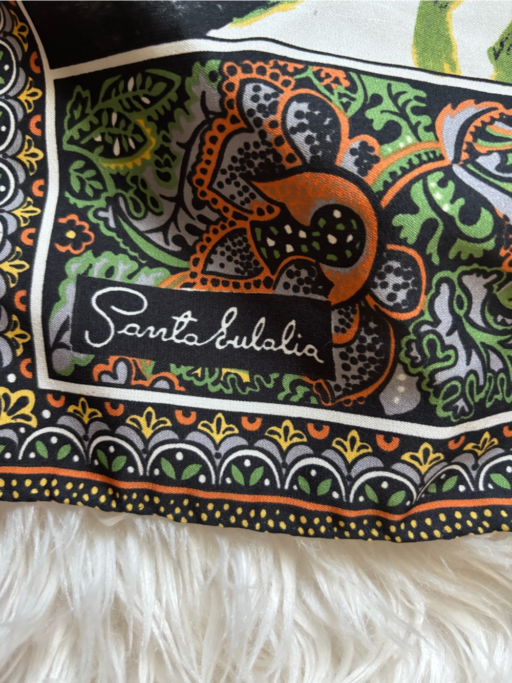 Vintage SANTA EULALIA "Codorniu" polyester scarf TBEG vintage scarf 75x77 cm - Picture 5 of 5